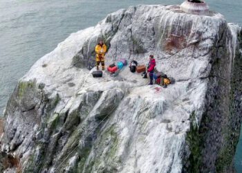 £1million charity  challenge battling the elements on a rock in the Atlantic