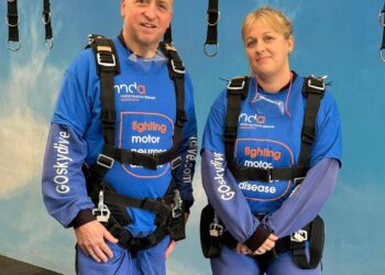 Melksham man skydives to raise funds after wife’s motor neurone disease diagnosis