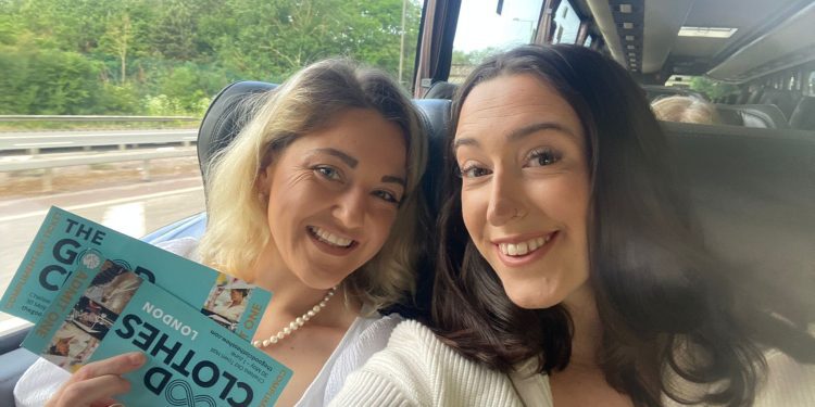 Eco fashion duo exchange ideas at top sustainable event