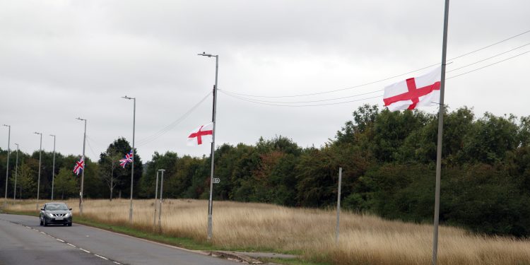 Flags appear on Melksham lampposts