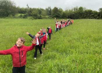 Pupils lace up shoes for sponsored walk