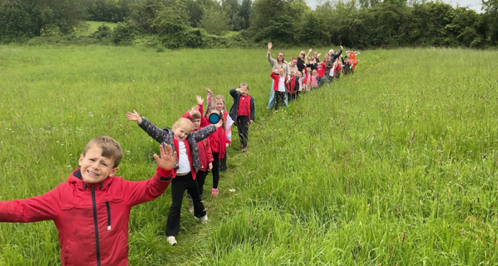 Pupils lace up shoes for sponsored walk